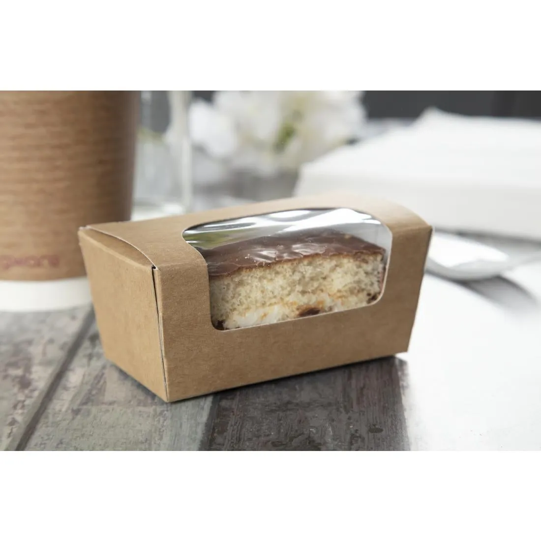FA360 Colpac Compostable Kraft Cake Boxes With Window Small (Pack of 500)